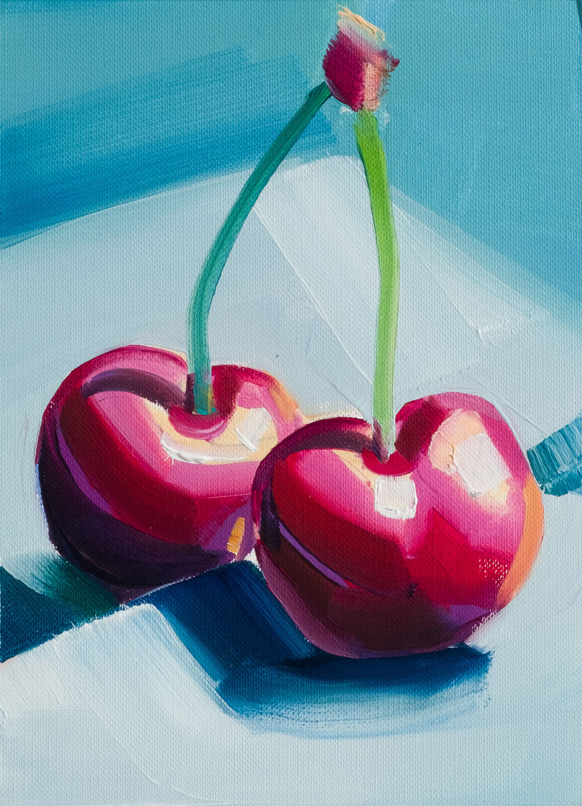 Two Cherries / Oil on Paper