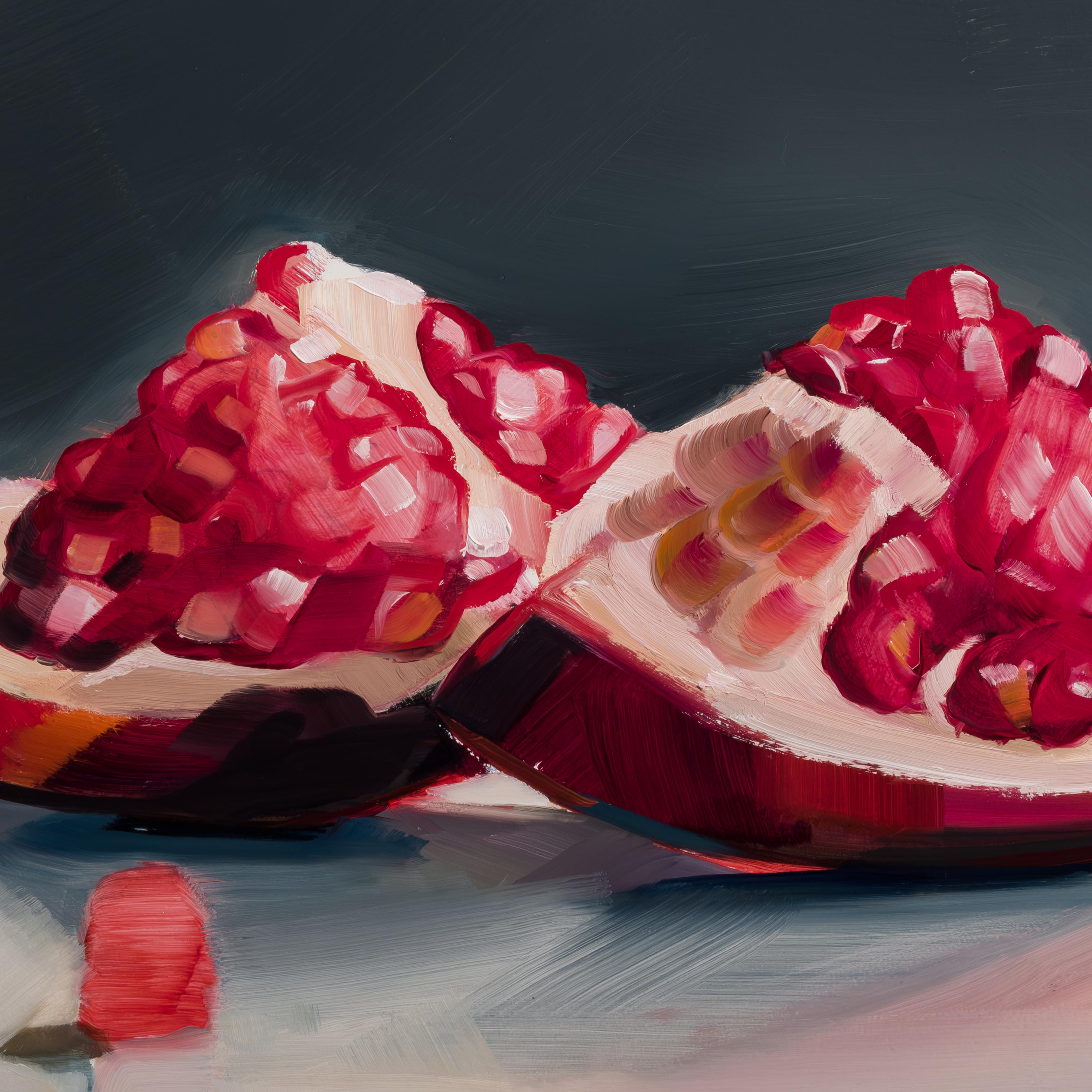 Royal Pomegranate Pieces / Oil on Wood